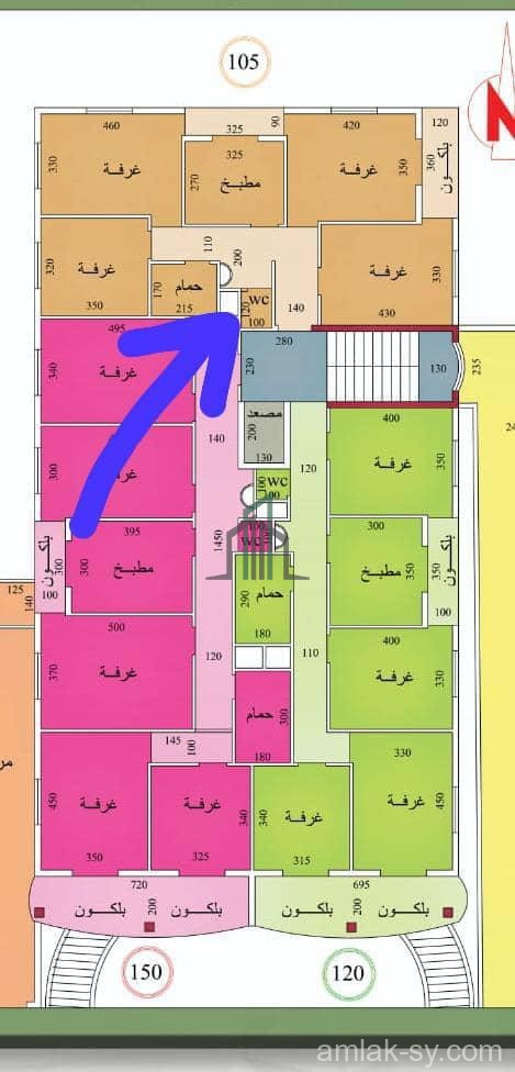 شقة 105م على المخطط للبيع